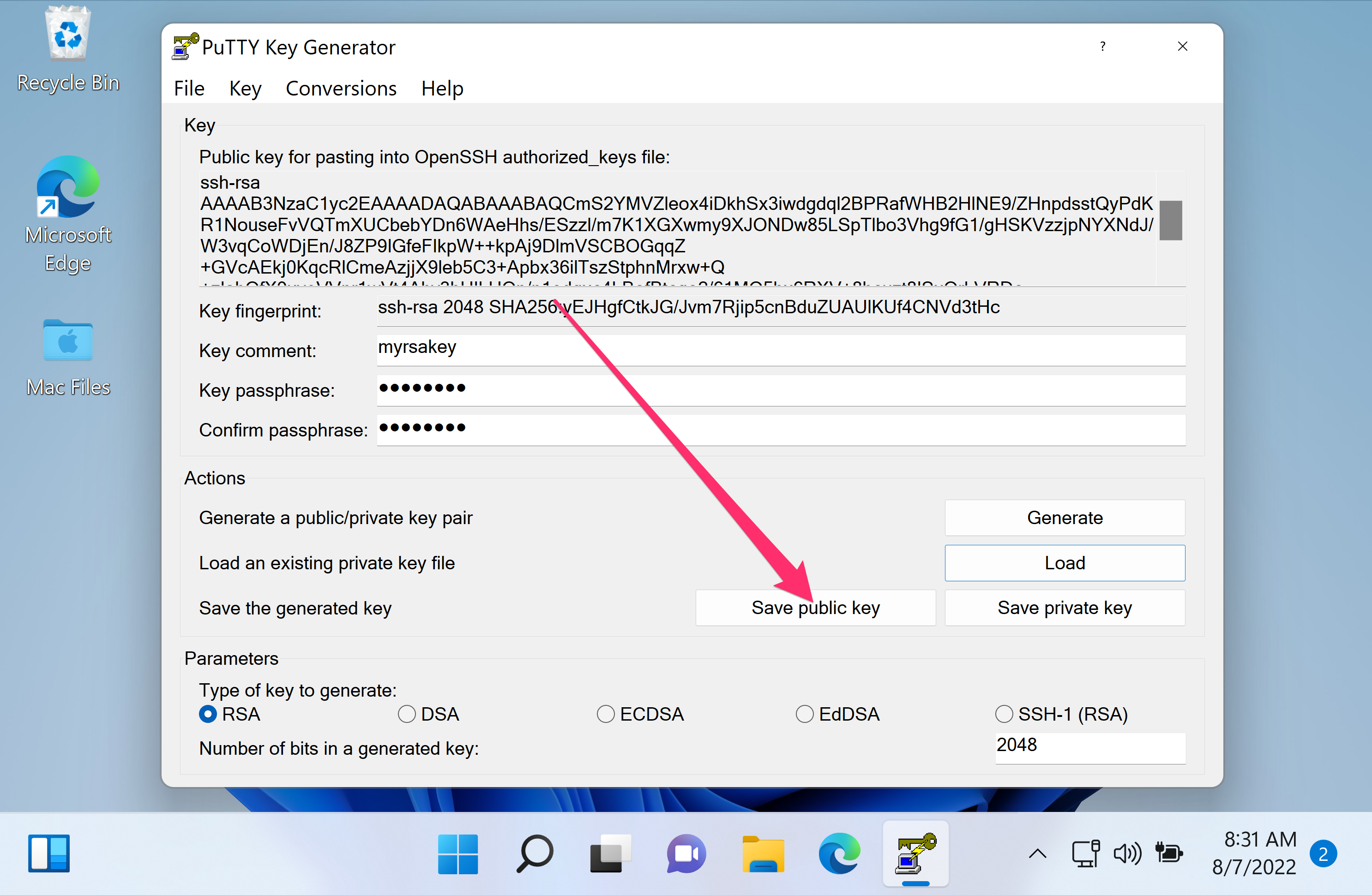 generate public key for private key putty mac generate public key for private key putty mac