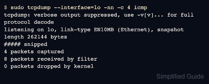 tcpdump stopping after four matching ICMP packets