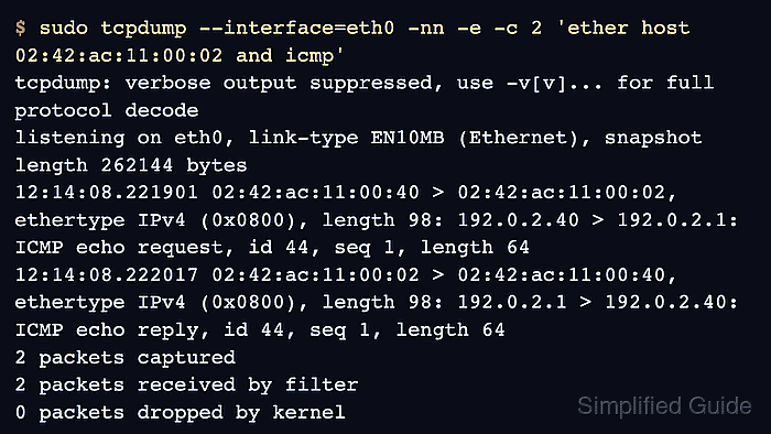 tcpdump MAC address filter output